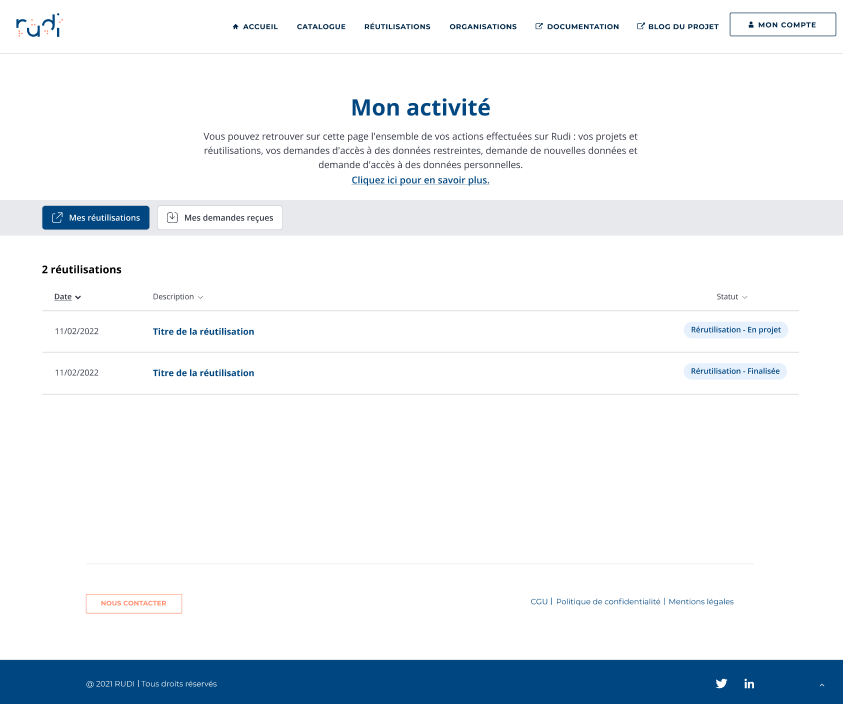 Mon activité