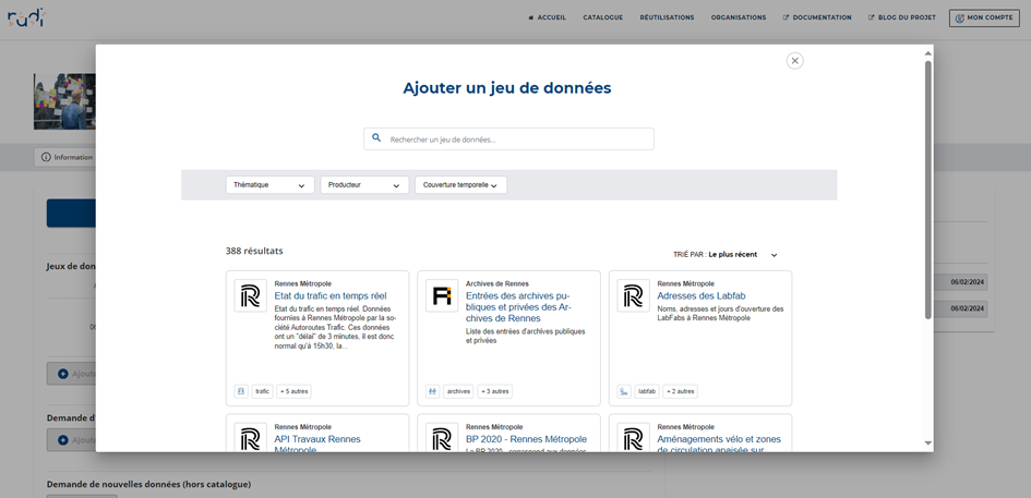 Les jeux de données de mes réutilisations
